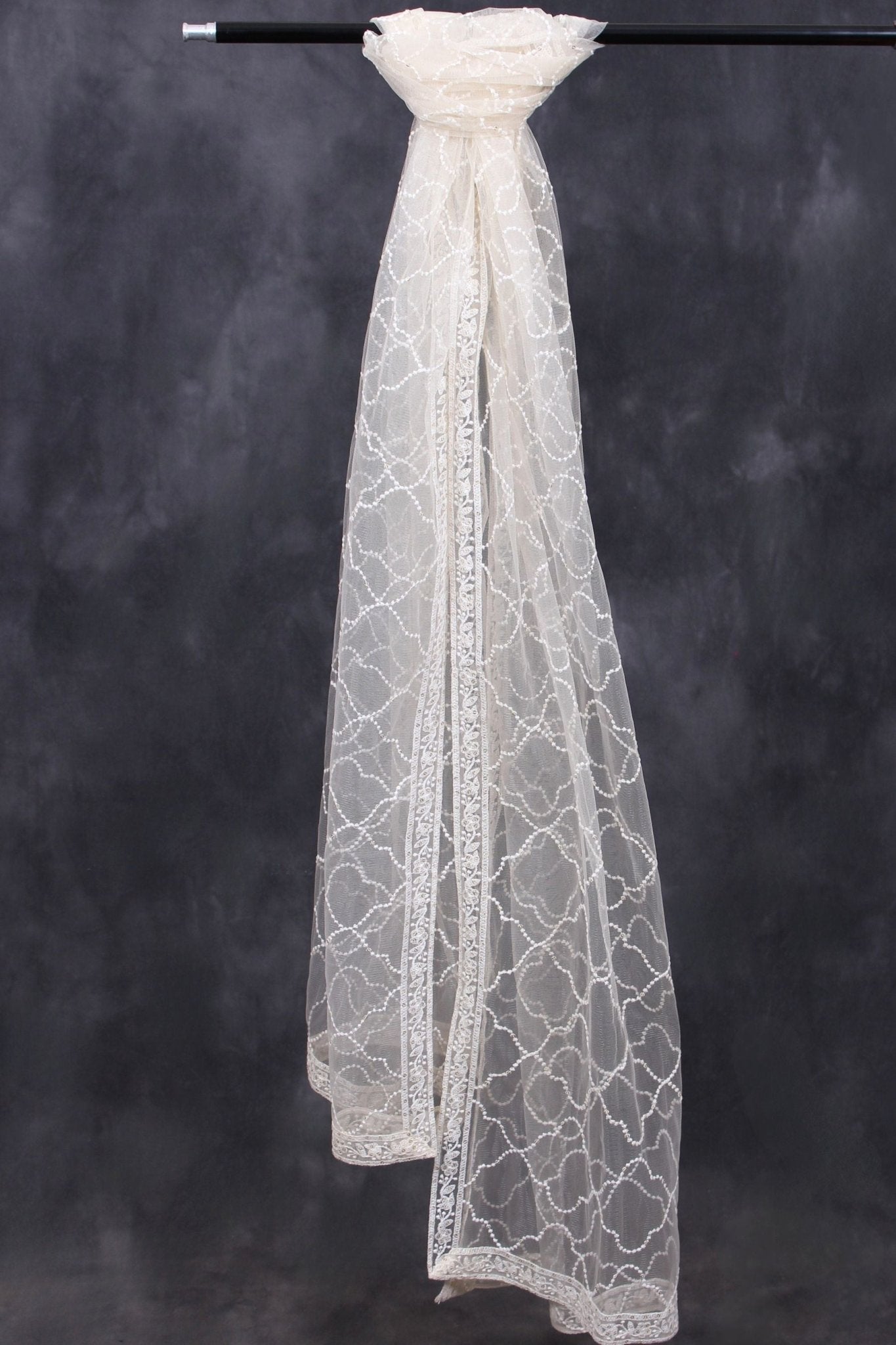 Elegant Embroidered and Sequined Net Dupatta from JCSFashions Dupatta JCS Fashions