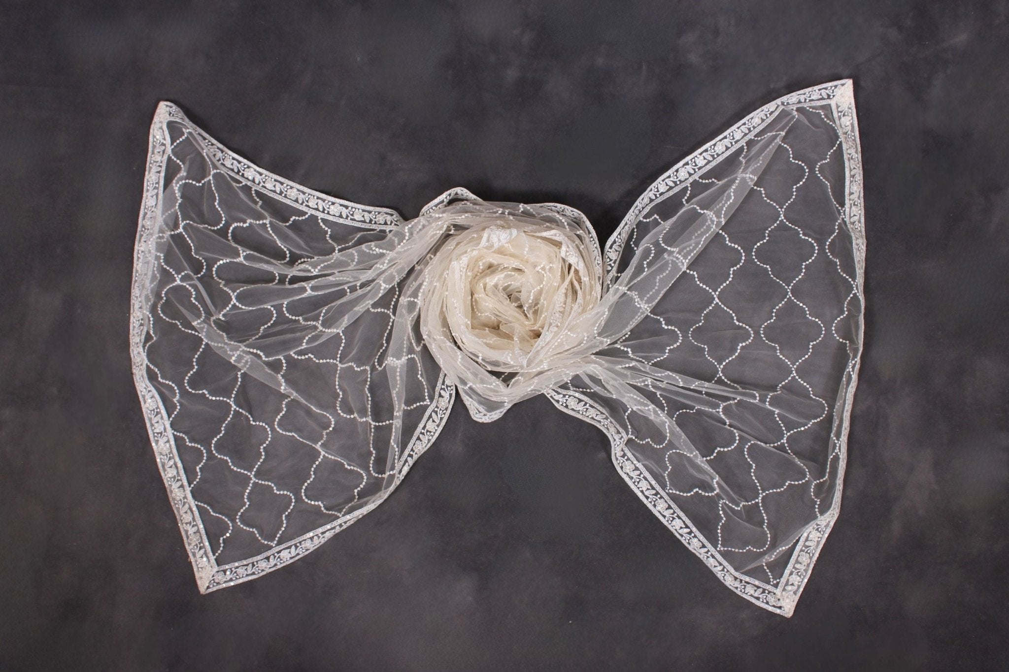 Elegant Embroidered and Sequined Net Dupatta from JCSFashions Dupatta JCS Fashions