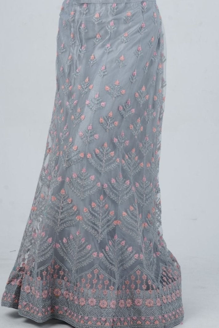 Elegant Glitter Embroidery Designer Soft Net Lehenga with Crop Top LEHENGA JCS Fashions
