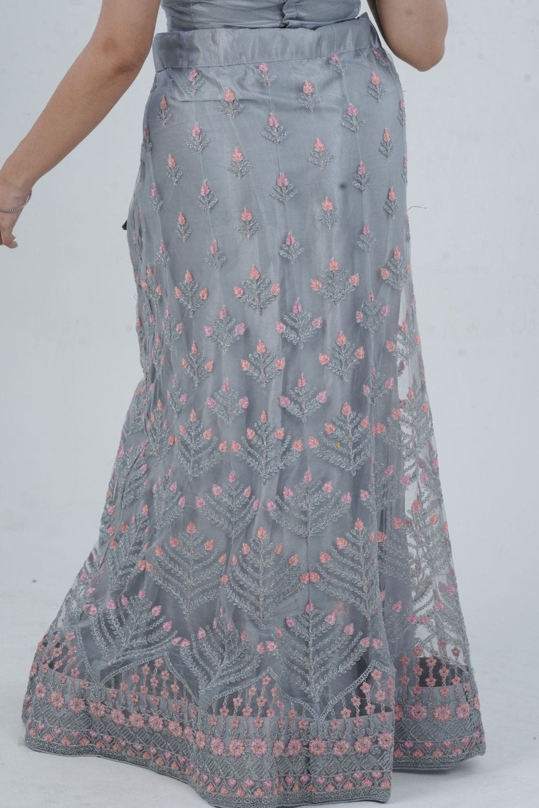 Elegant Glitter Embroidery Designer Soft Net Lehenga with Crop Top LEHENGA JCS Fashions