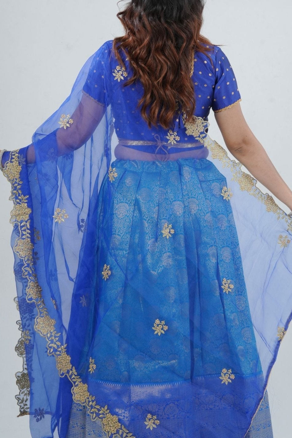 Elegant Kanchipuram Silk Lehenga with Zari Border & Beaded Organza Dupatta LEHENGA JCS Fashions