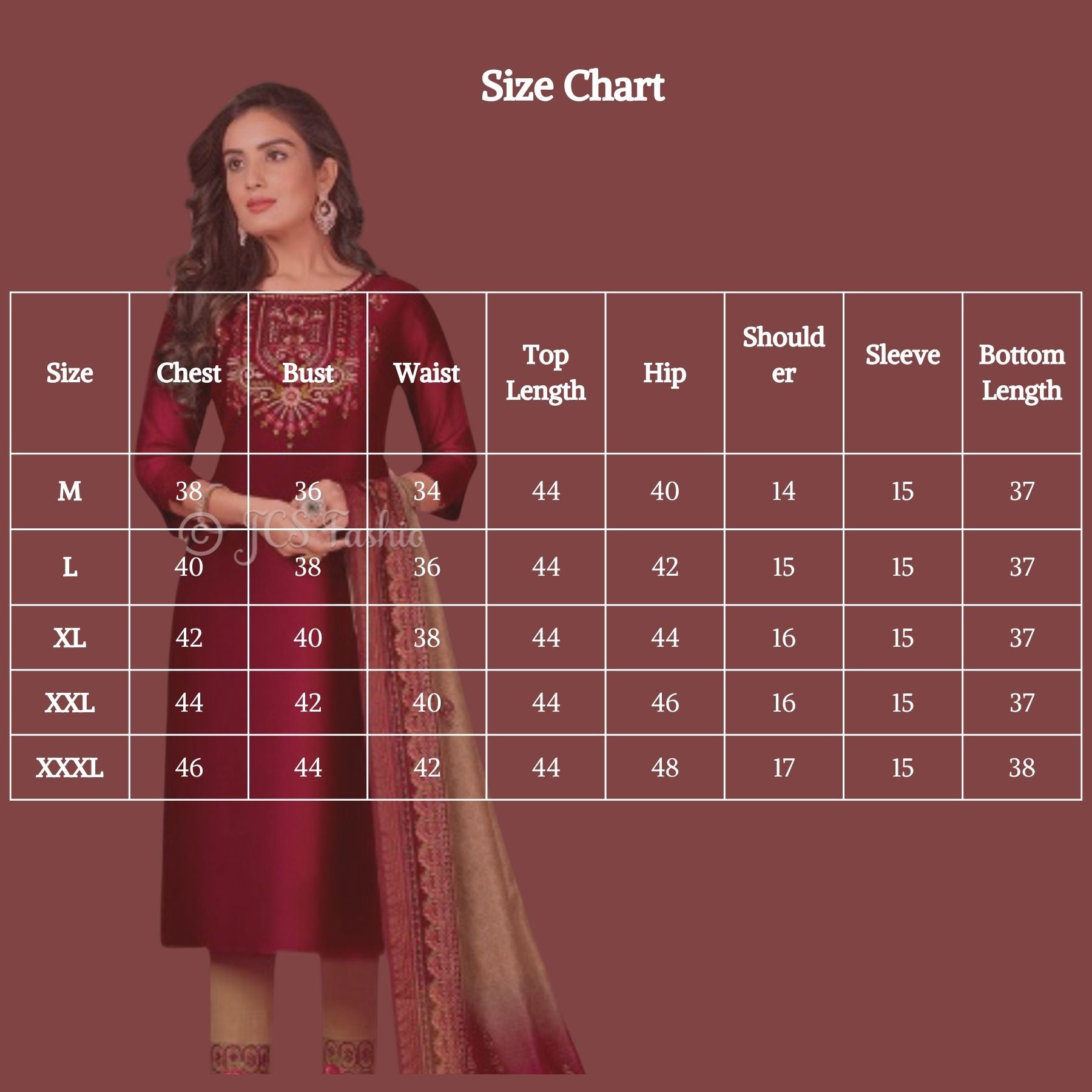 Embroidered Bemberg Silk Top Set with Lycra Pant & Chanderi Dupatta KURTI JCS Fashions