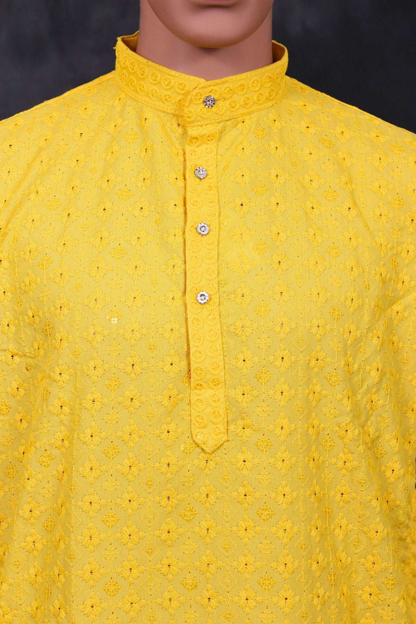 Elegant Lakhnavi Men's Kurta with Sequin Details and Embroidery Men JCS Fashions