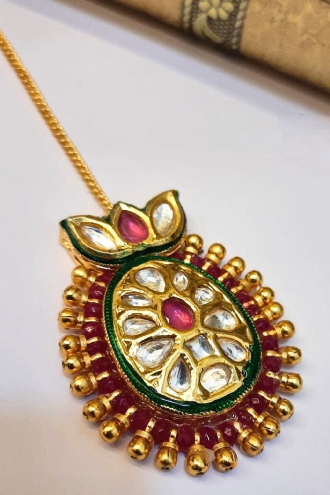 Elegant Maang Tikka with Stones – Perfect for Festive and Bridal Looks Jewelry JCS Fashions Gold