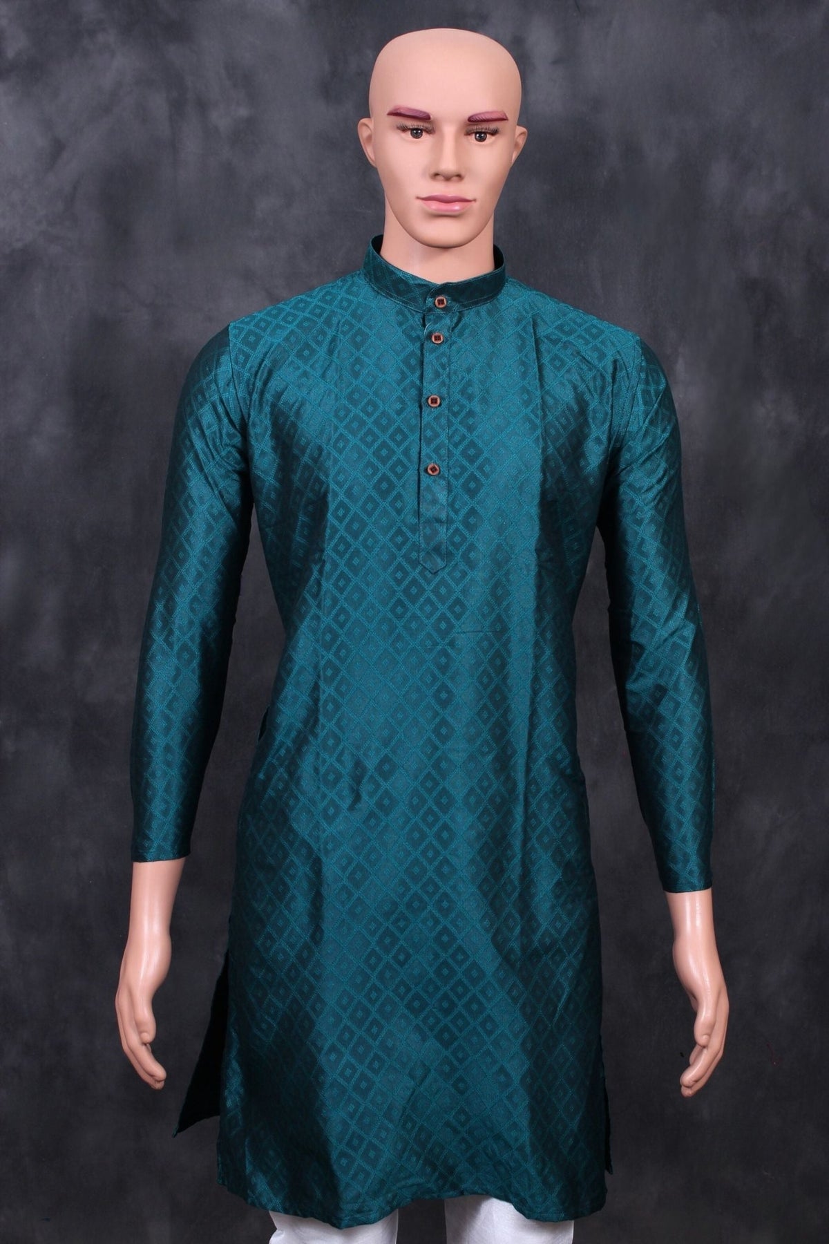 Elegant Men's Diamond Pattern Kurta for Timeless Style - JCSFashions Men JCS Fashions Green Medium (38)