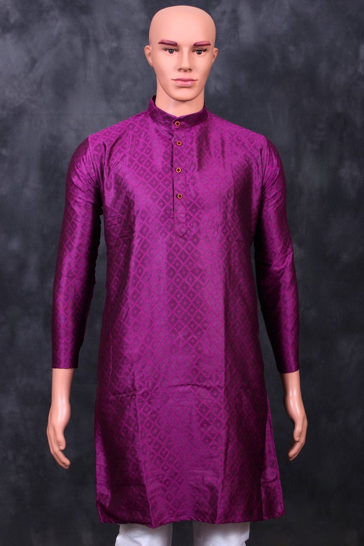 Elegant Men's Diamond Pattern Kurta - Perfect for Special Occasions Men JCS Fashions Purple Medium (38)