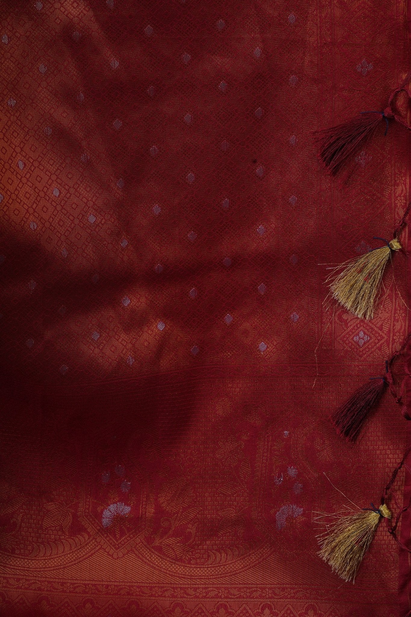 Elegant Semi-Soft Silk Saree with Copper Zari & Graceful Tassels Saree JCS Fashions