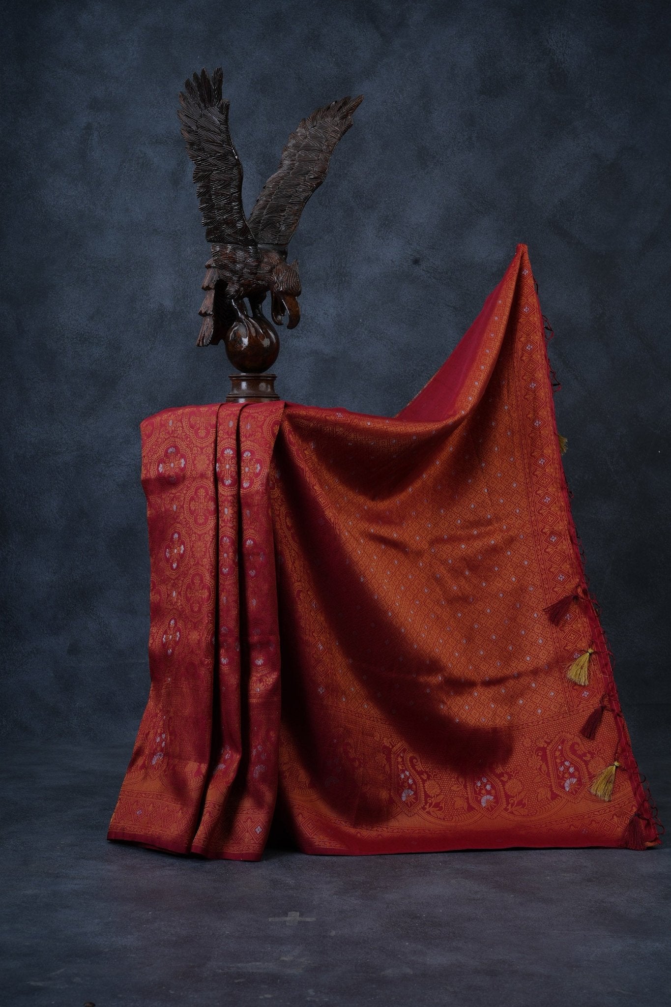 Elegant Semi-Soft Silk Saree with Copper Zari & Graceful Tassels Saree JCS Fashions