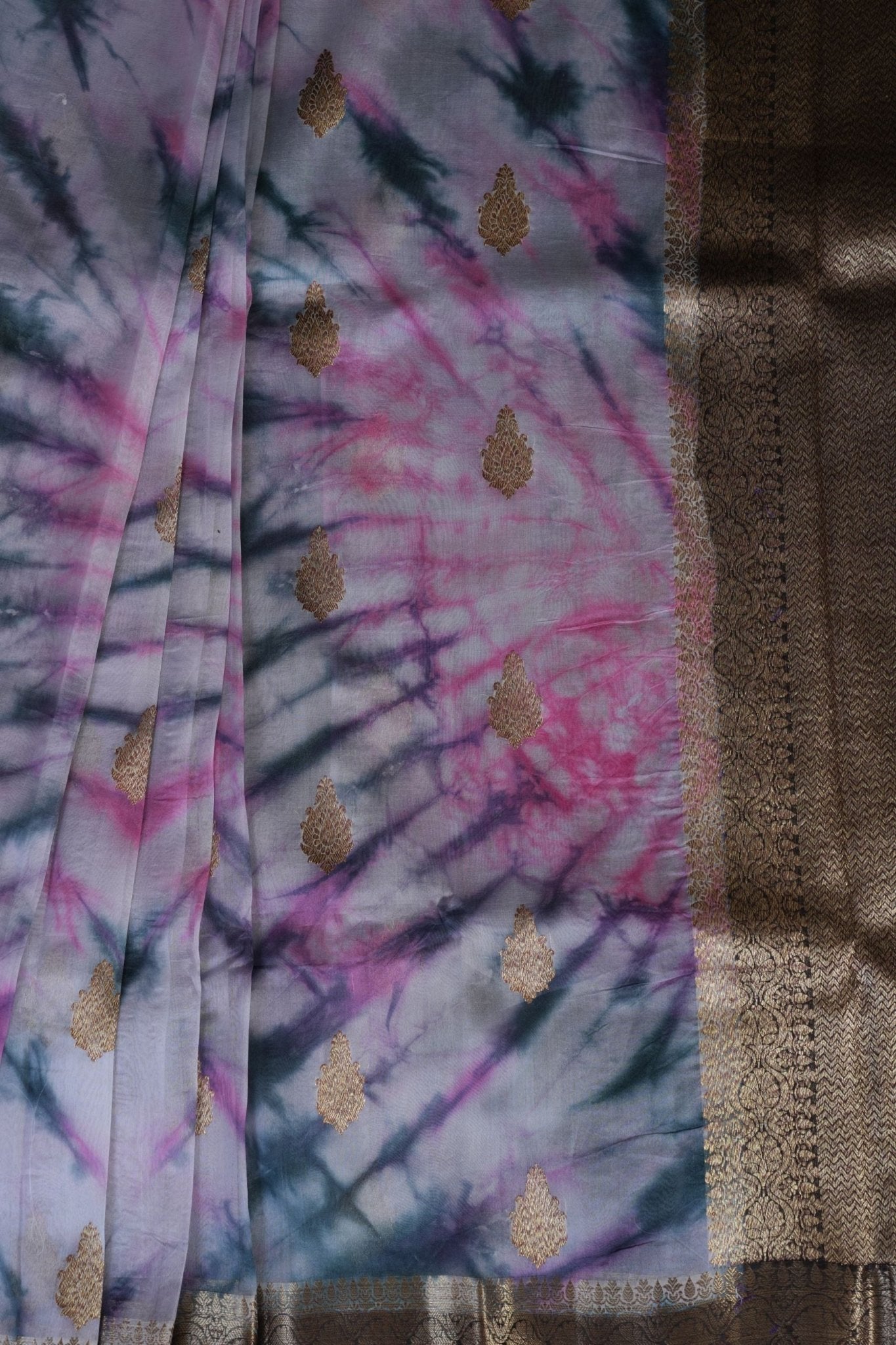 Elegant Shibori Print Kora Silk Saree - Tradition Meets Trend Saree JCS Fashions