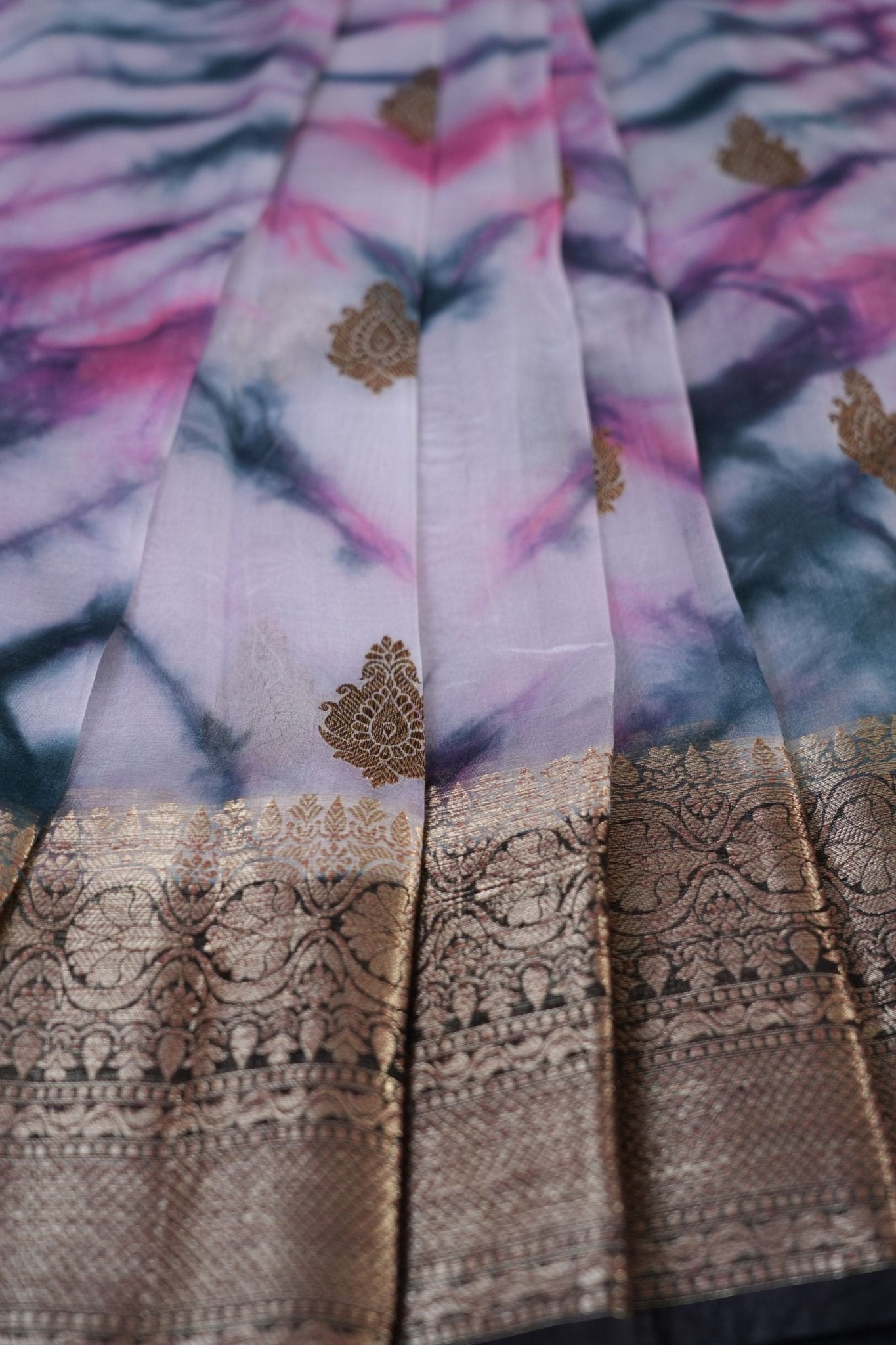 Elegant Shibori Print Kora Silk Saree - Tradition Meets Trend Saree JCS Fashions