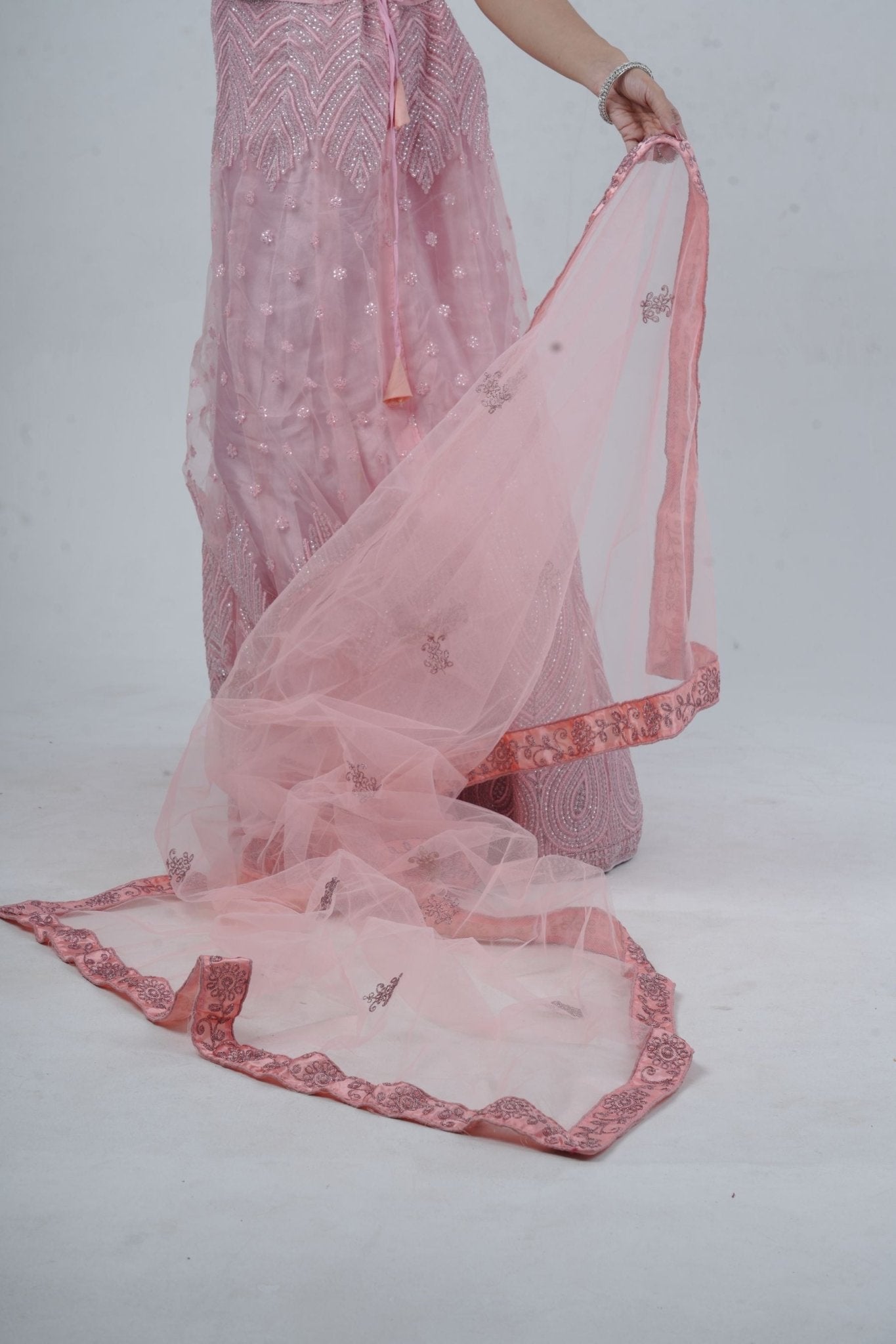 Elegant Soft-Net Lehenga Set with Sequins Embroidered Crop Top LEHENGA JCS Fashions