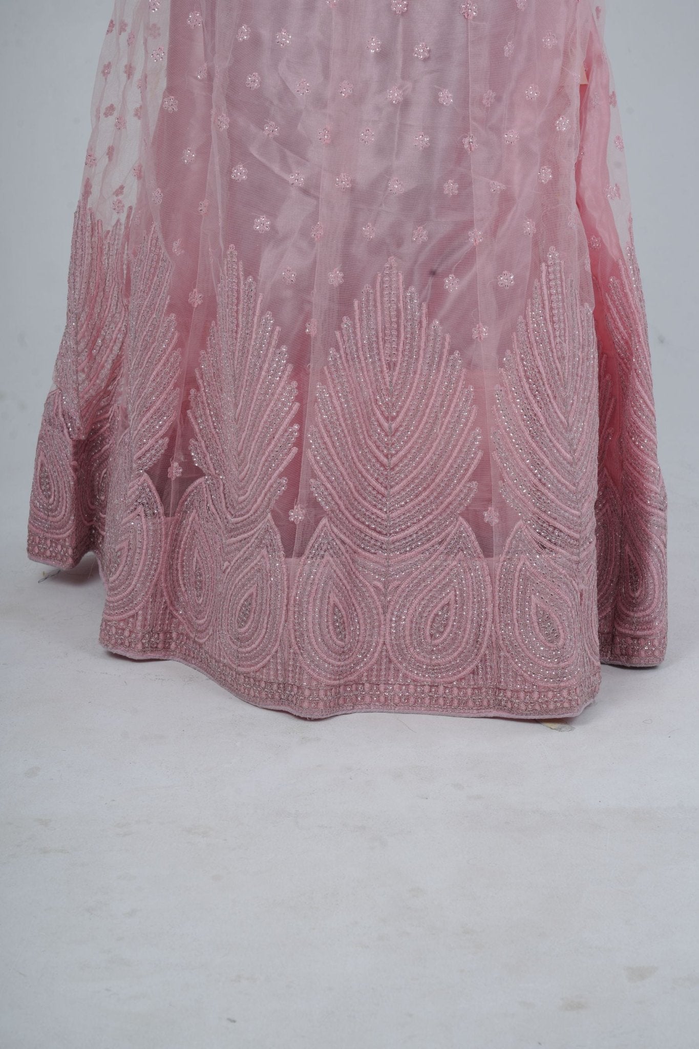 Elegant Soft-Net Lehenga Set with Sequins Embroidered Crop Top LEHENGA JCS Fashions