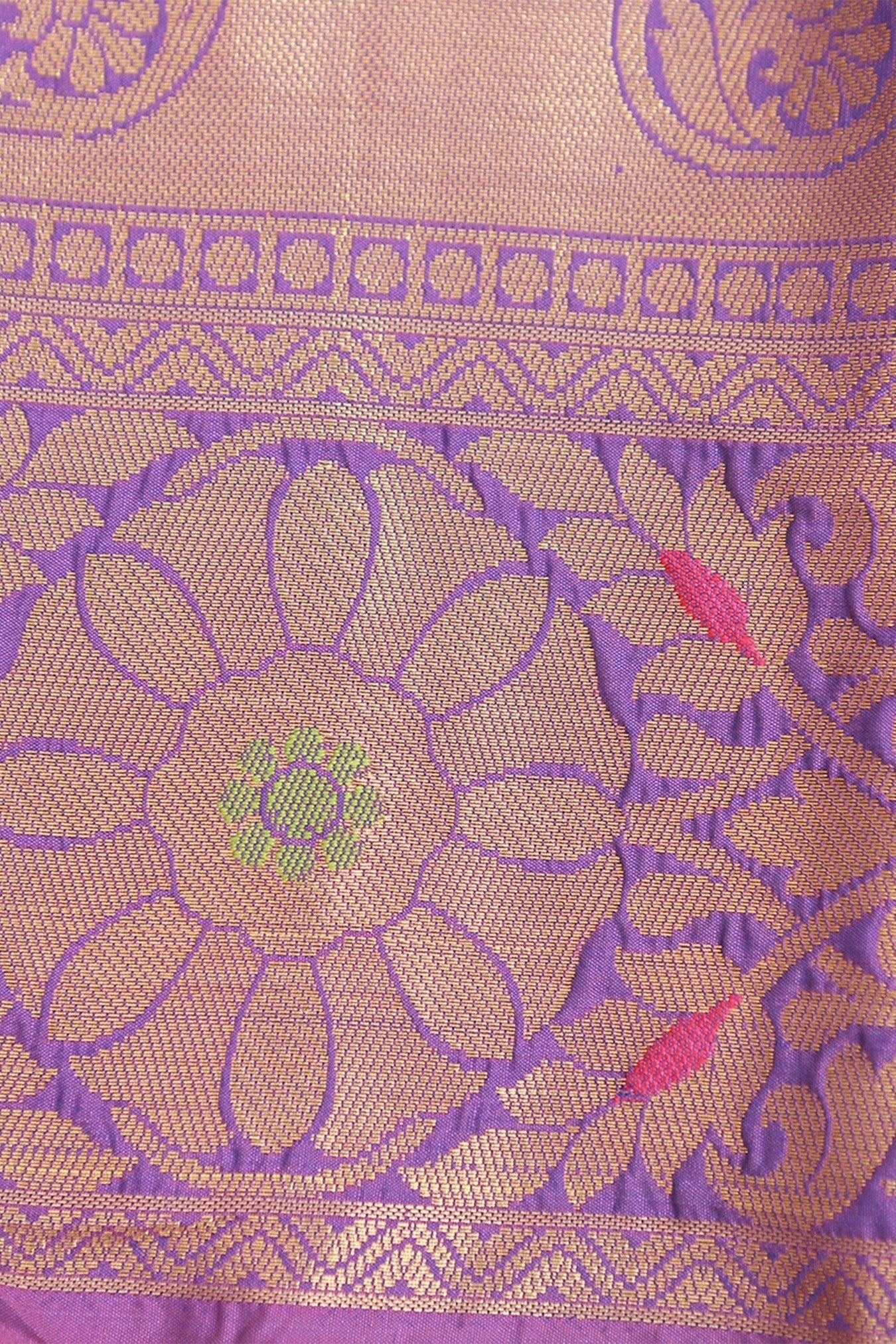 Embose Gold Jall Zari Deepam Pattu Saree | Exquisite Kanchi Border Saree JCS Fashions