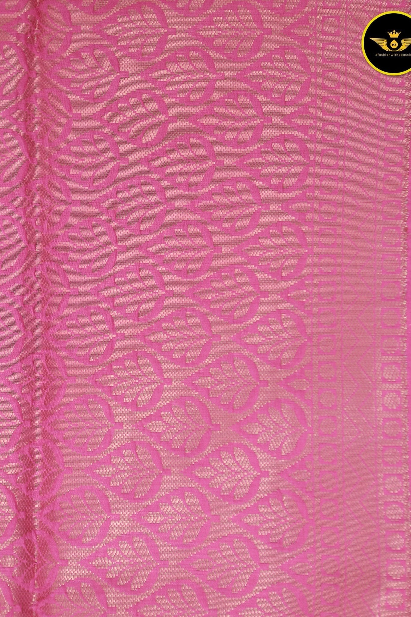 Embose Gold Jall Zari Deepam Pattu Saree | Exquisite Kanchi Border Saree JCS Fashions