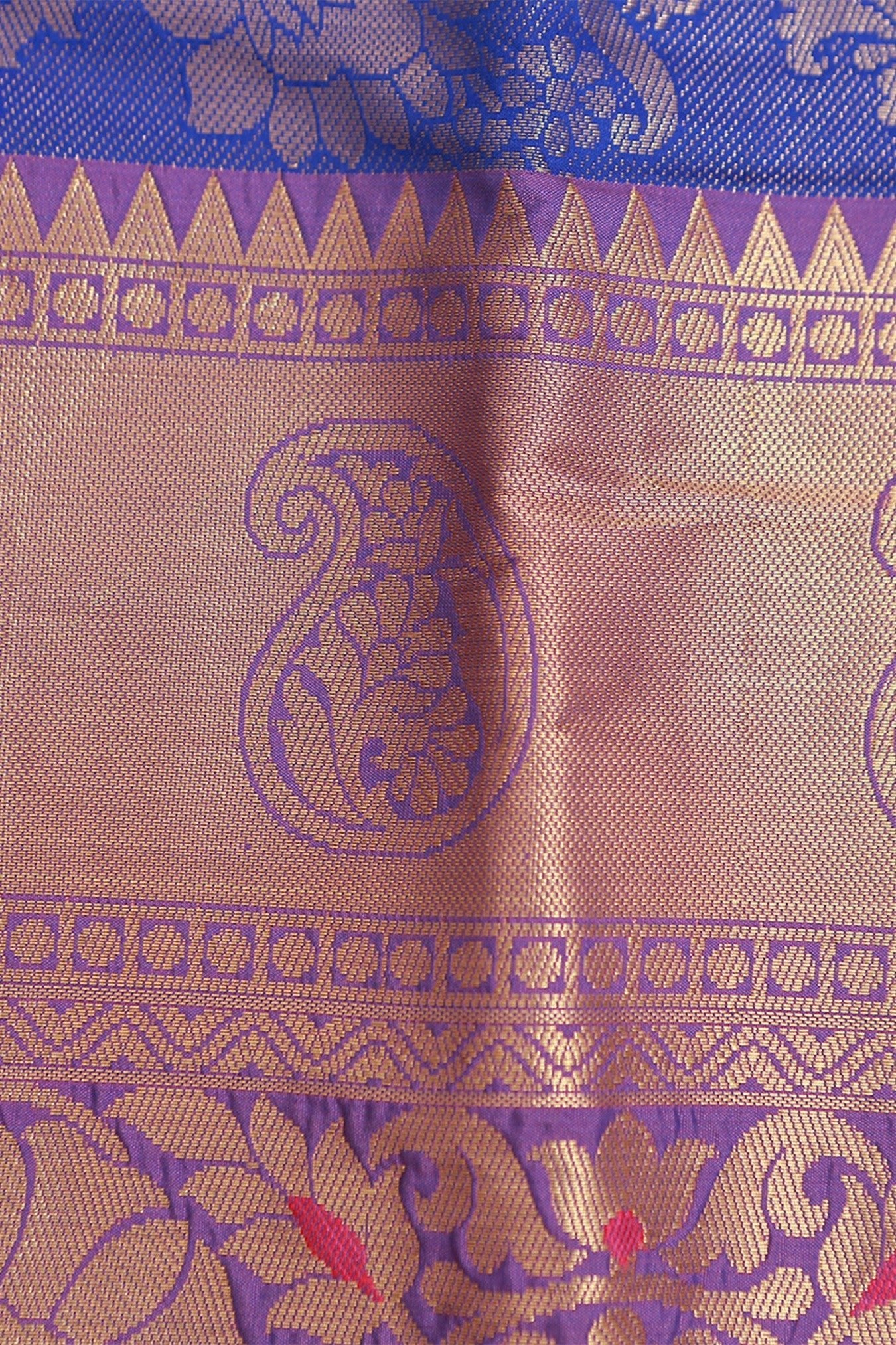 Embose Gold Jall Zari Deepam Pattu Saree | Exquisite Kanchi Border Saree JCS Fashions