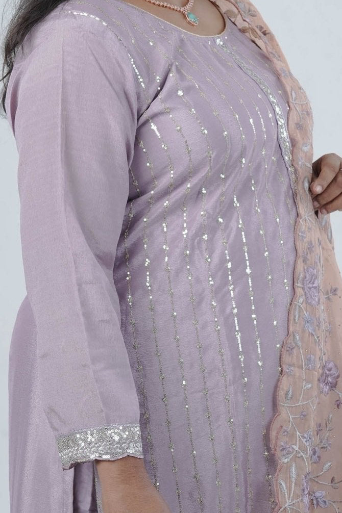 Embroidered Chinnon Kurti with Sequins | Stylish Ethnic Wear KURTI JCS Fashions