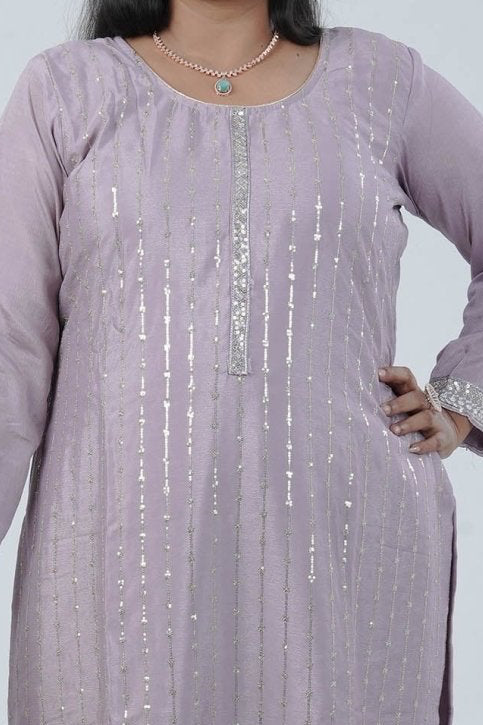 Embroidered Chinnon Kurti with Sequins | Stylish Ethnic Wear KURTI JCS Fashions