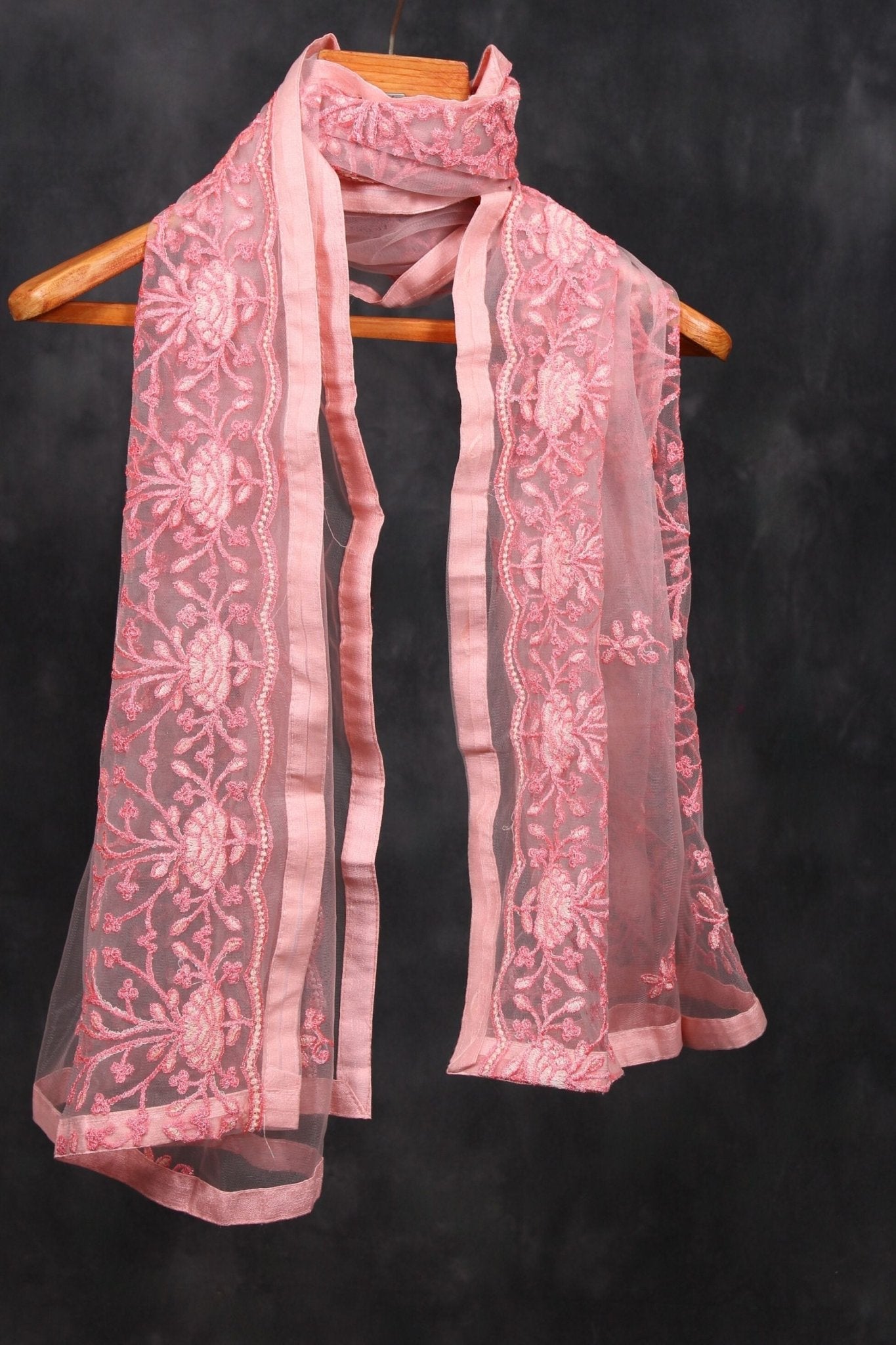 Embroidered Fancy Net Dupatta - Breathe Life into Ethnic Elegance Dupatta JCS Fashions Pink Free size