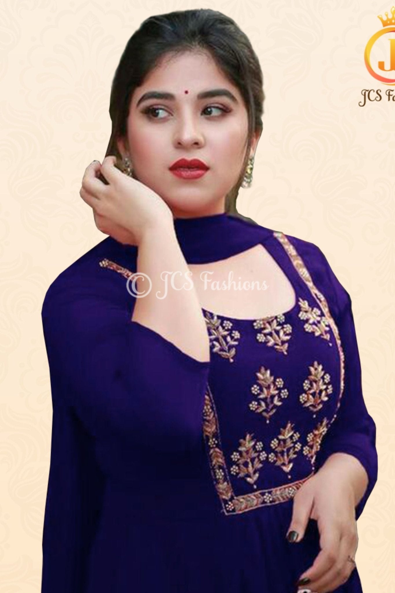 Embroidered Anarkali Dress with Bottom & Dupatta – Festive Ethnic Set KURTI JCS Fashions