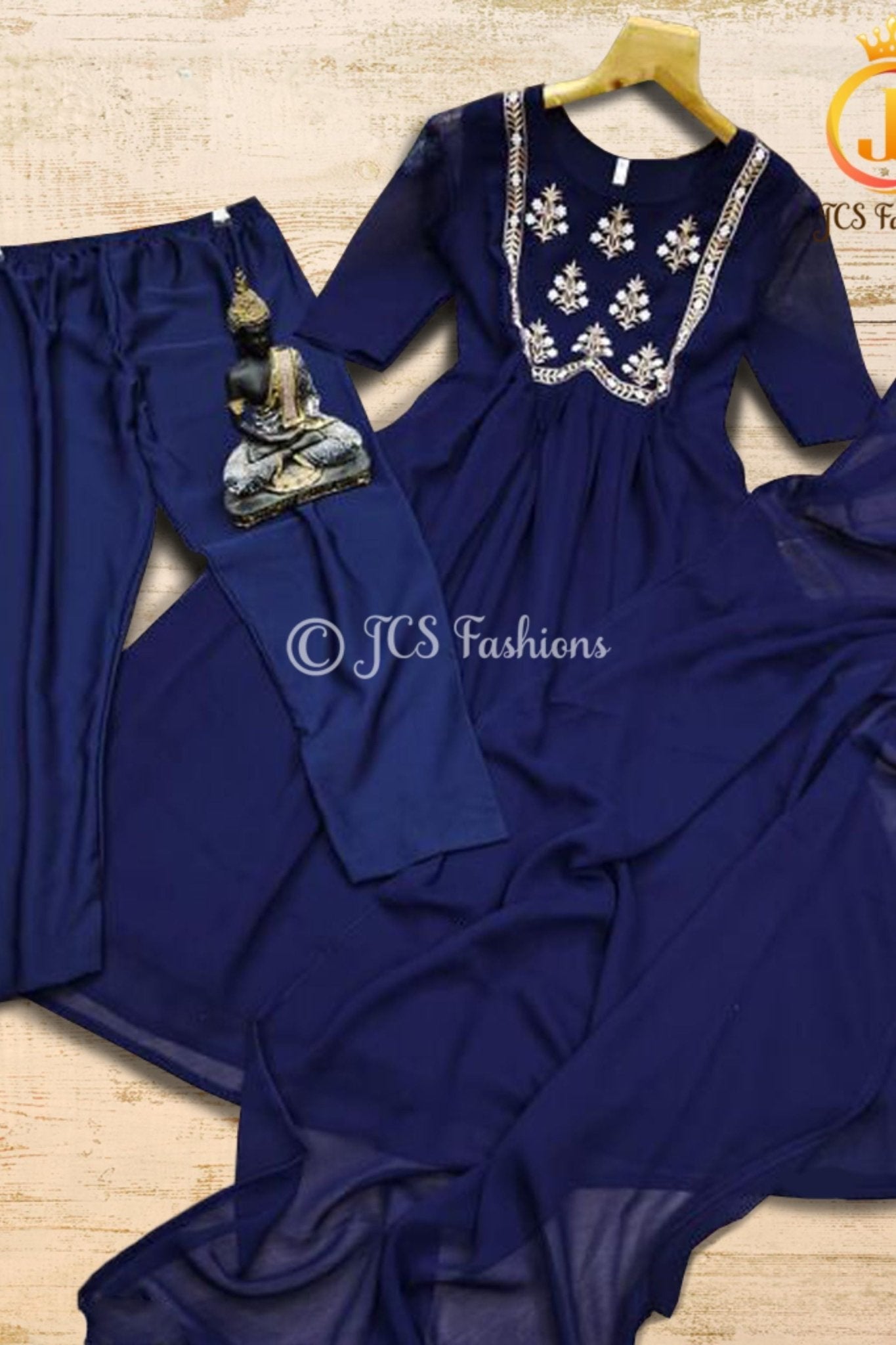 Embroidered Anarkali Dress with Bottom & Dupatta – Festive Ethnic Set KURTI JCS Fashions