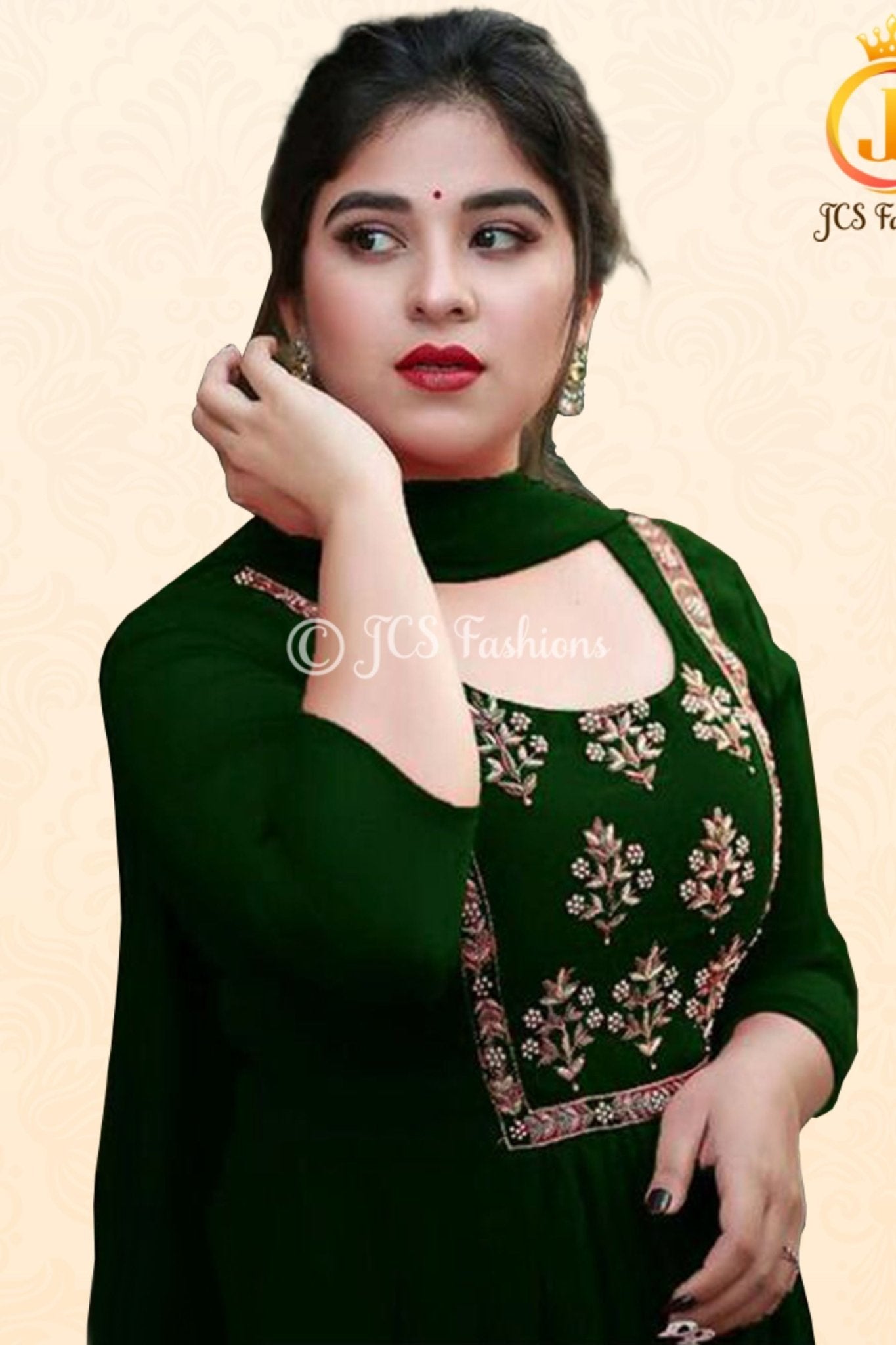 Embroidered Georgette Anarkali Dress Set with 3 Pc set KURTI JCS Fashions