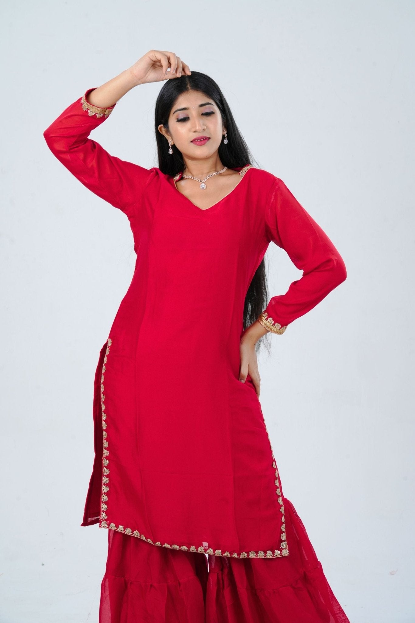 Enchanted Georgette Sharara Suit with Rich Embroidery and Sequin Details KURTI JCS Fashions