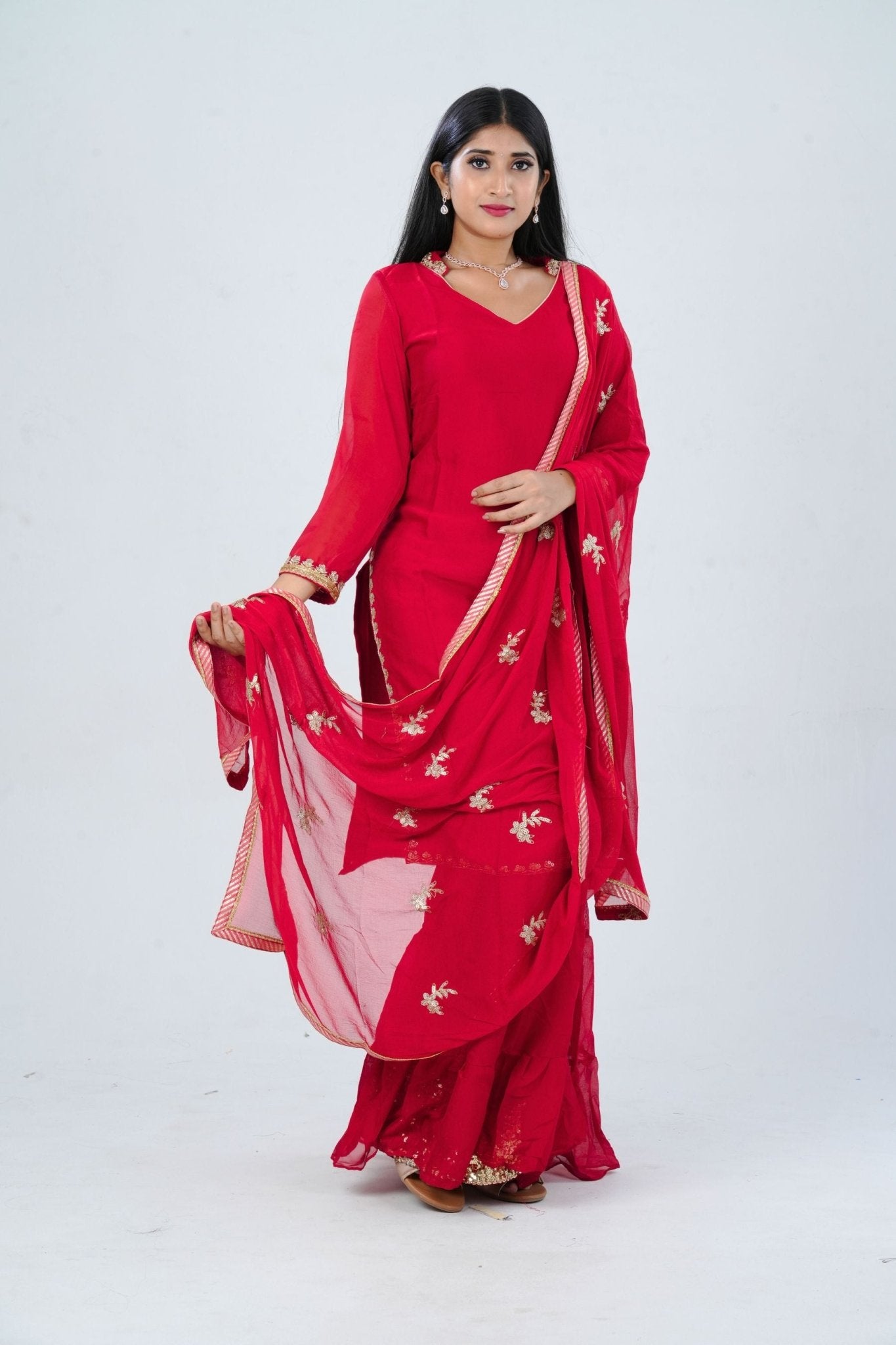 Enchanted Georgette Sharara Suit with Rich Embroidery and Sequin Details KURTI JCS Fashions