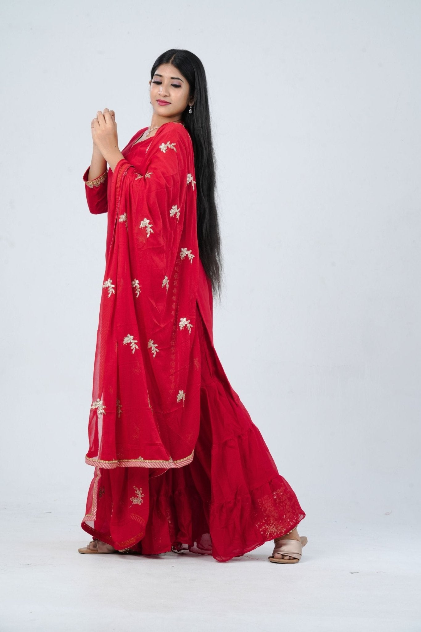 Enchanted Georgette Sharara Suit with Rich Embroidery and Sequin Details KURTI JCS Fashions