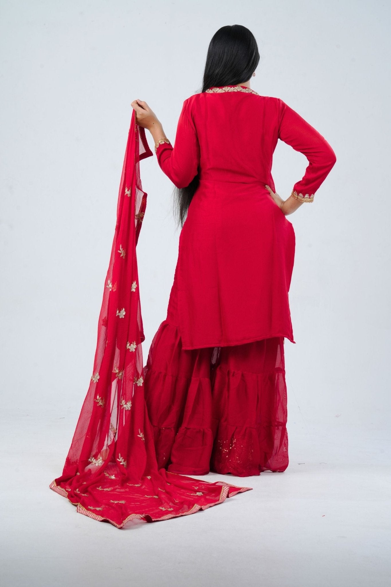 Enchanted Georgette Sharara Suit with Rich Embroidery and Sequin Details KURTI JCS Fashions