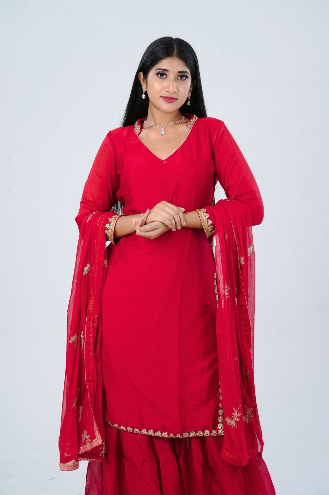 Enchanted Georgette Sharara Suit with Rich Embroidery and Sequin Details KURTI JCS Fashions