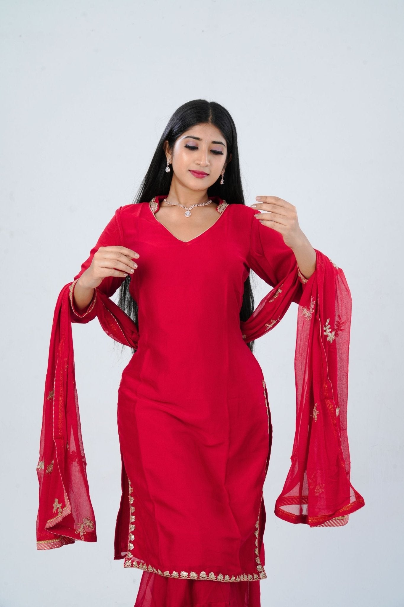 Enchanted Georgette Sharara Suit with Rich Embroidery and Sequin Details KURTI JCS Fashions