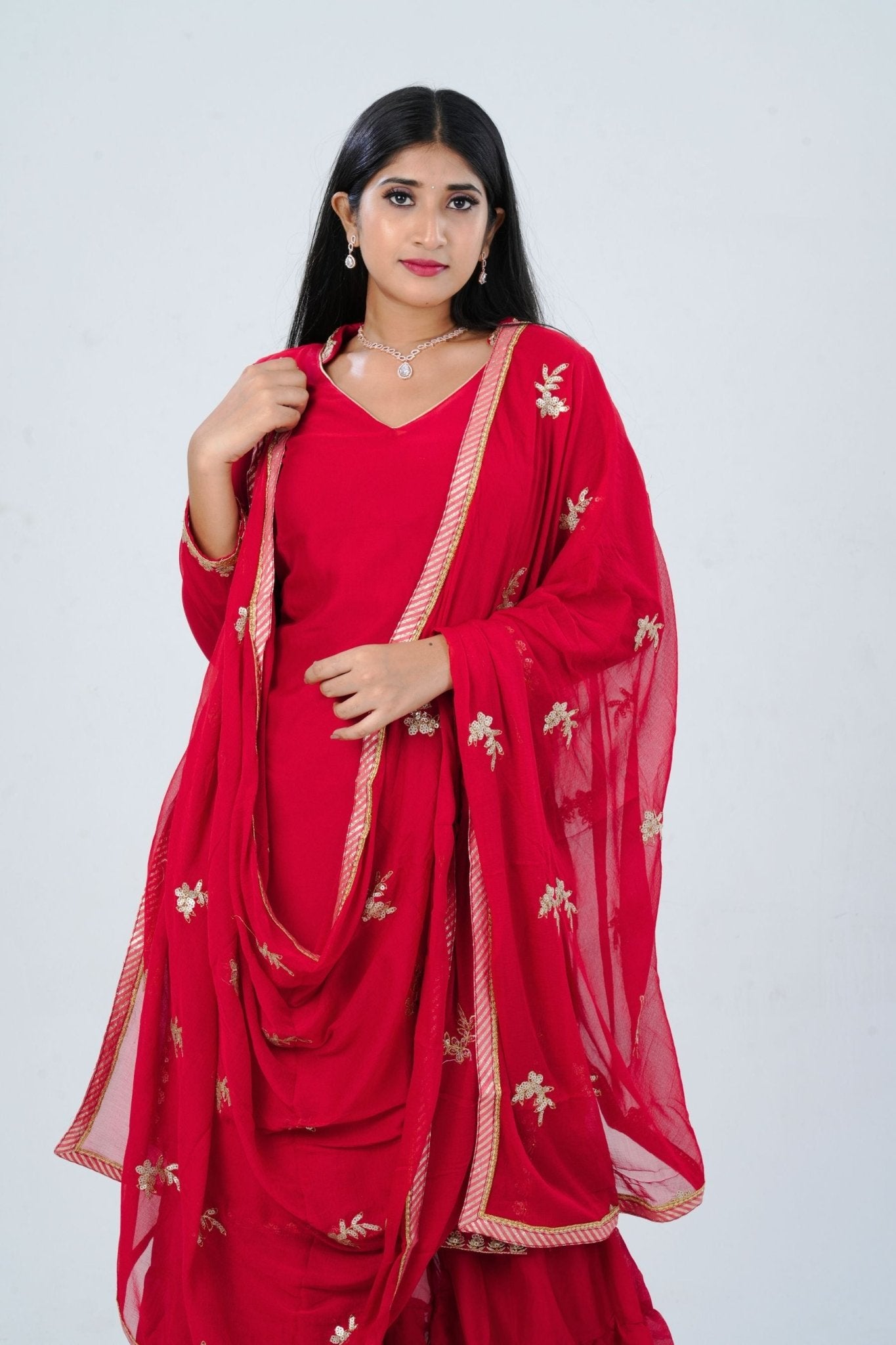 Enchanted Georgette Sharara Suit with Rich Embroidery and Sequin Details KURTI JCS Fashions