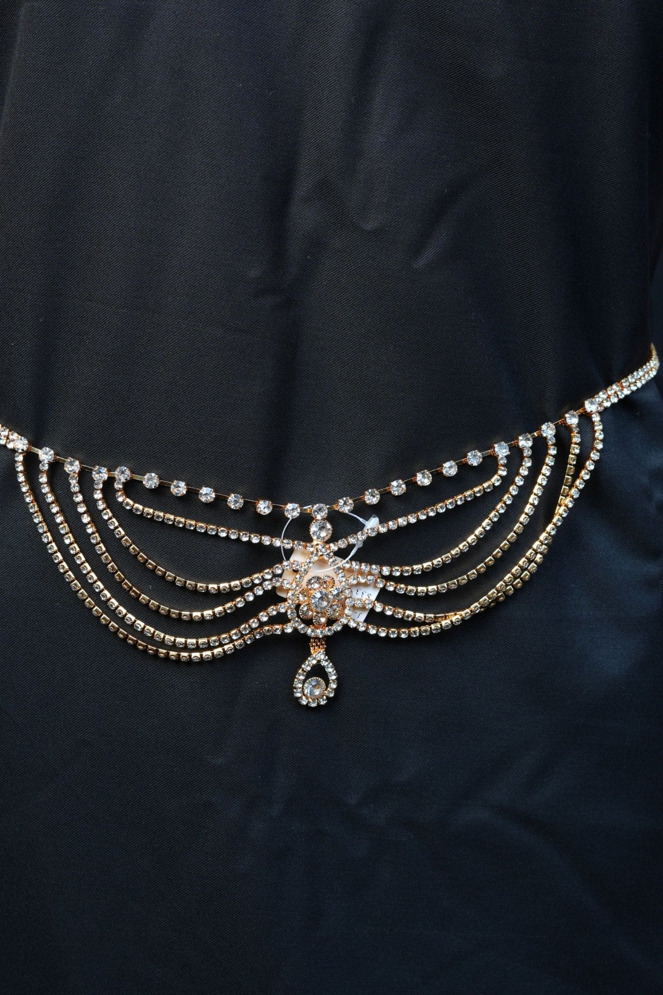 Enchanting Gold and White Stone Multi-Layer Hip Chain by JCS Fashion Jewelry JCS Fashions