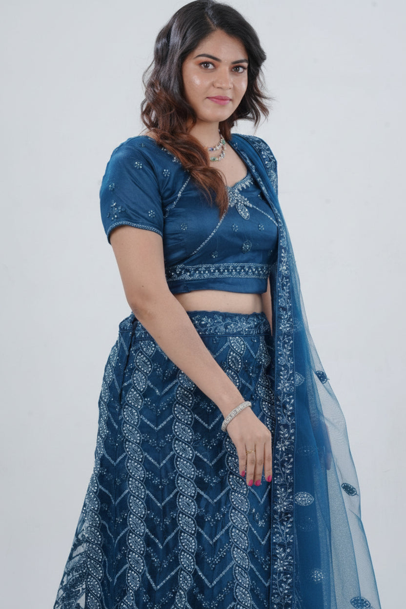 Enchantress Designer Soft Net Lehenga Set with Elegant Embroidery LEHENGA JCS Fashions