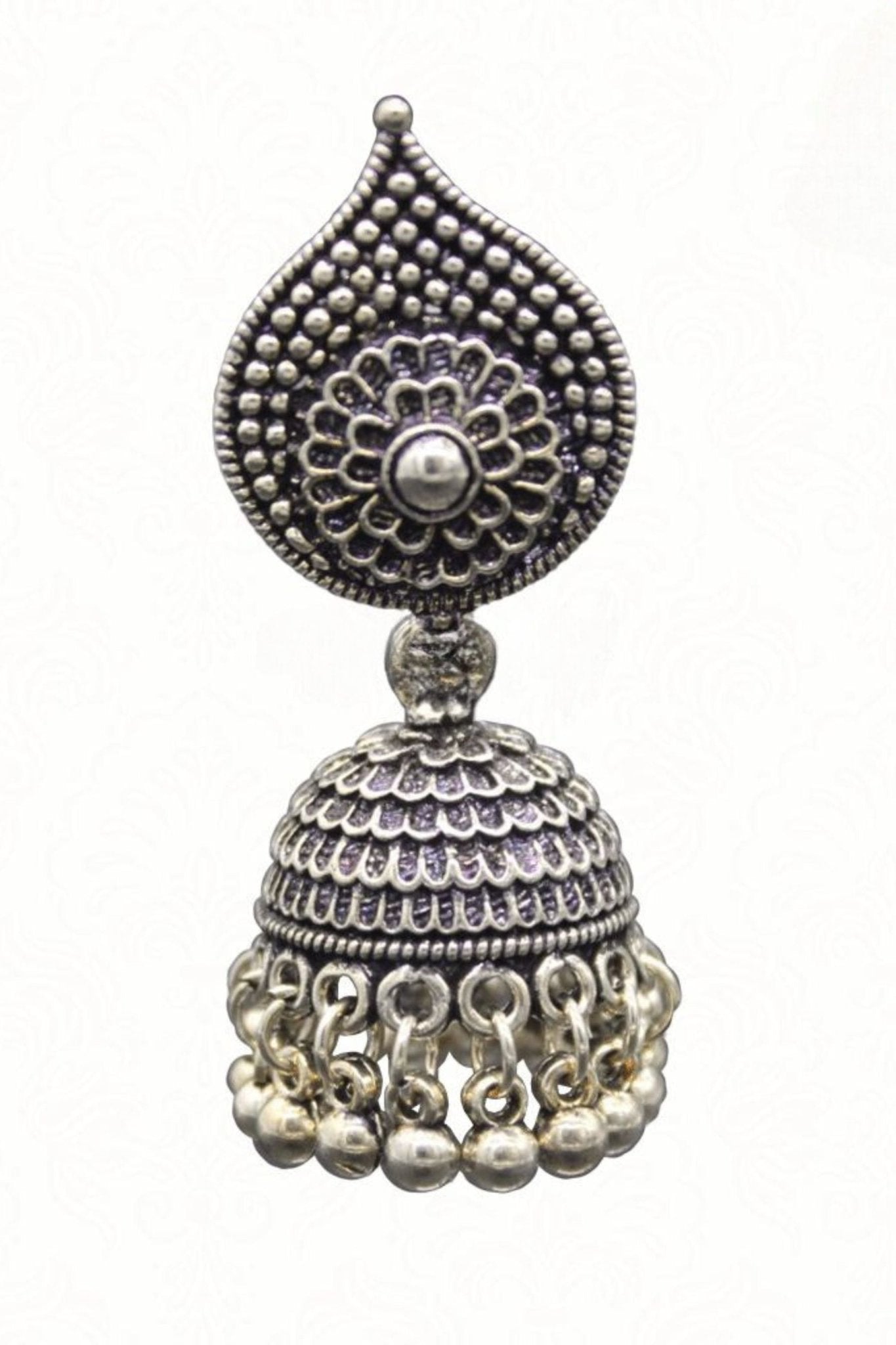Ethnic Chic Oxidised Silver Plated Handmade Jhumka Jhumki Earrings Jewelry JCS Fashions