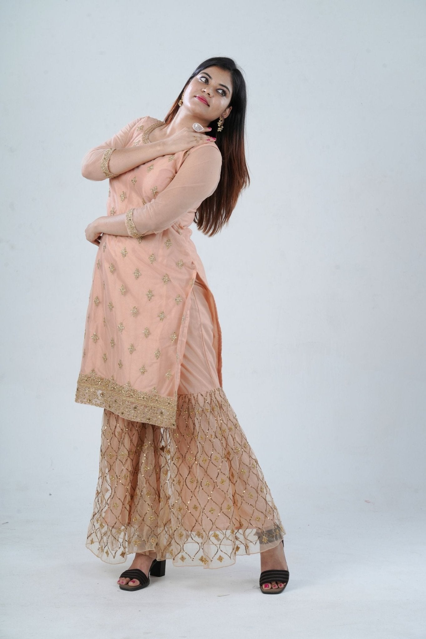 Ethnic Elegance: Soft Net Sharara - Perfect for Special Occasions KURTI JCS Fashions