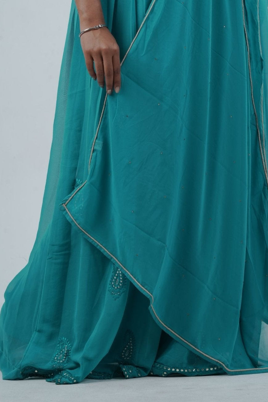 Exquisite Crop Top with Palazzo Pants With Matching Dupatta and Overcoat KURTI JCS Fashions