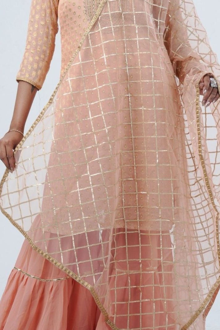 Exquisite Jaguard Sharara Suit - Elegant Embroidery, Sequins & Stone Work KURTI JCS Fashions