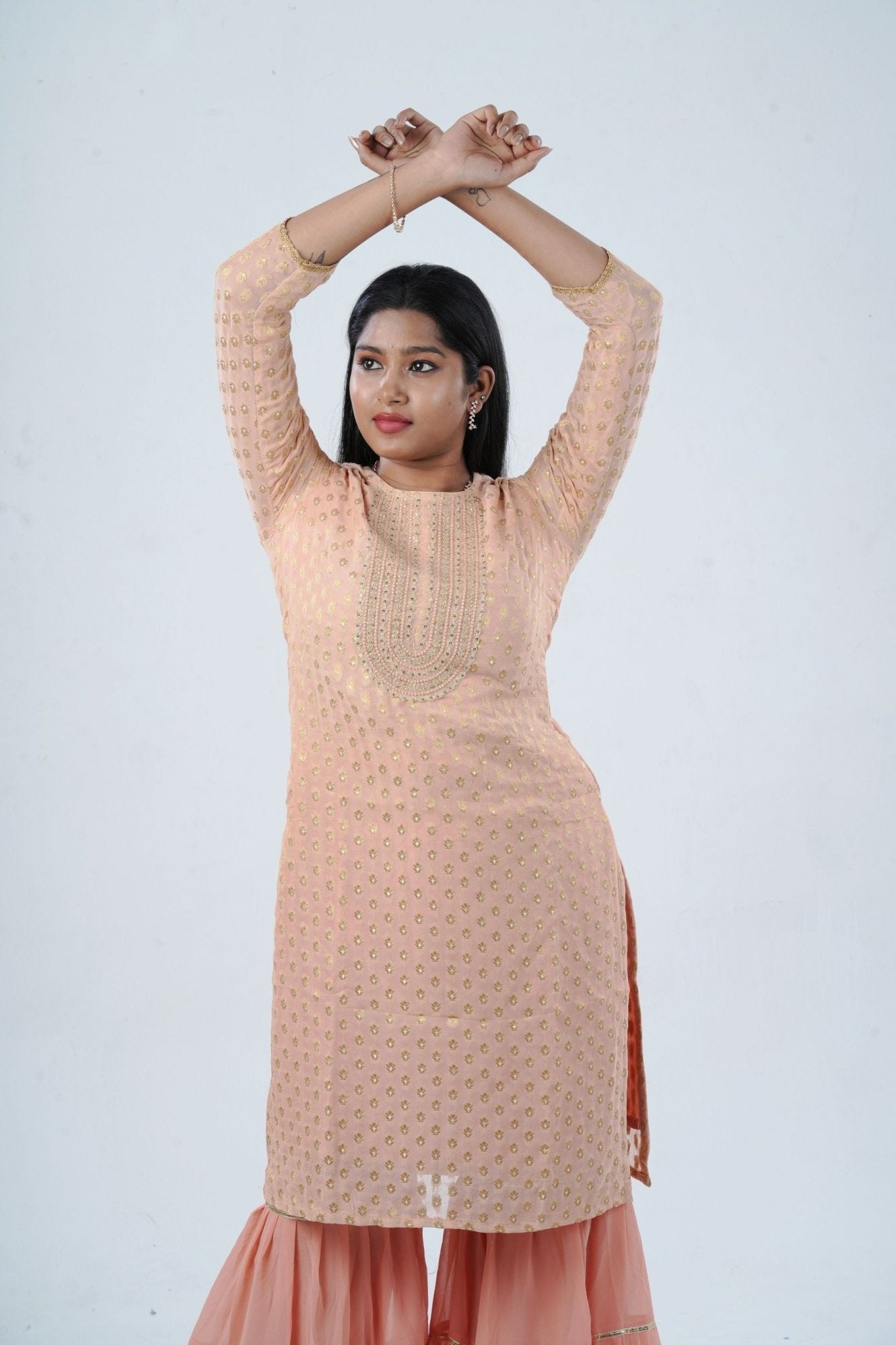 Exquisite Jaguard Sharara Suit - Elegant Embroidery, Sequins & Stone Work KURTI JCS Fashions