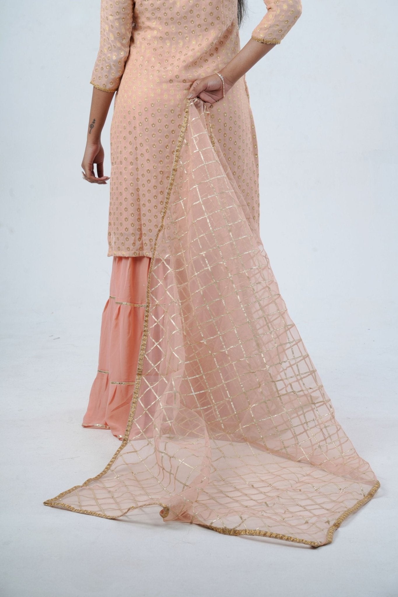 Exquisite Jaguard Sharara Suit - Elegant Embroidery, Sequins & Stone Work KURTI JCS Fashions