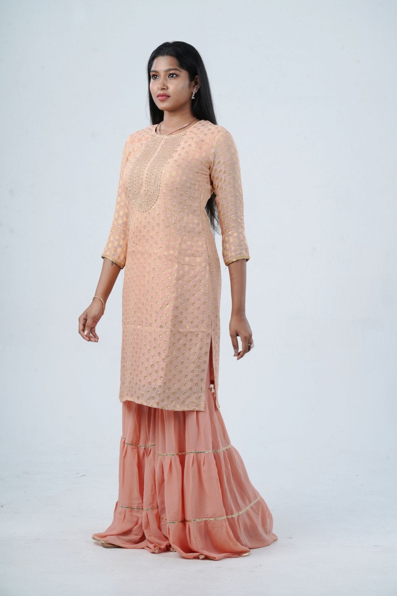 Exquisite Jaguard Sharara Suit - Elegant Embroidery, Sequins & Stone Work KURTI JCS Fashions