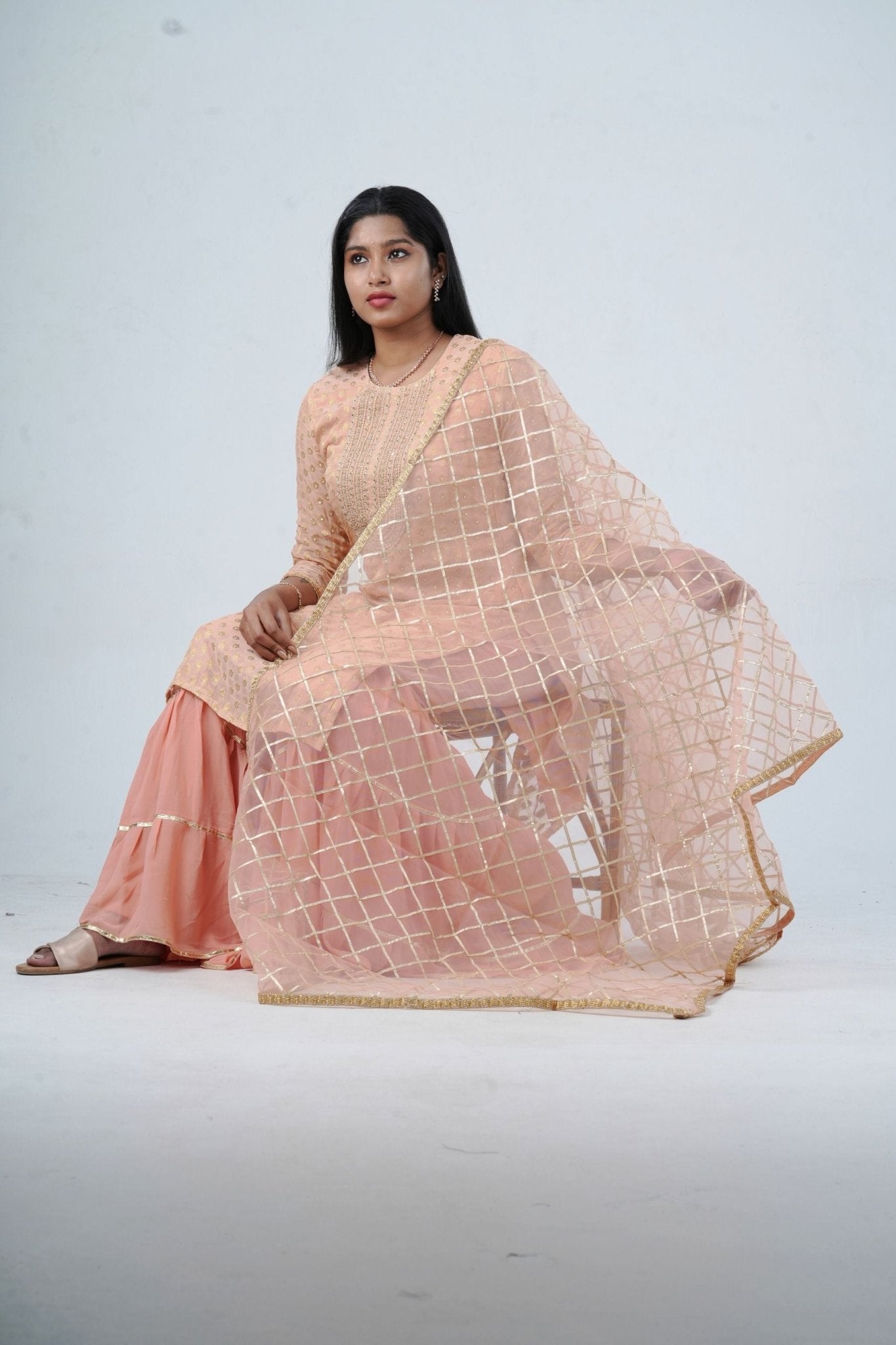 Exquisite Jaguard Sharara Suit - Elegant Embroidery, Sequins & Stone Work KURTI JCS Fashions