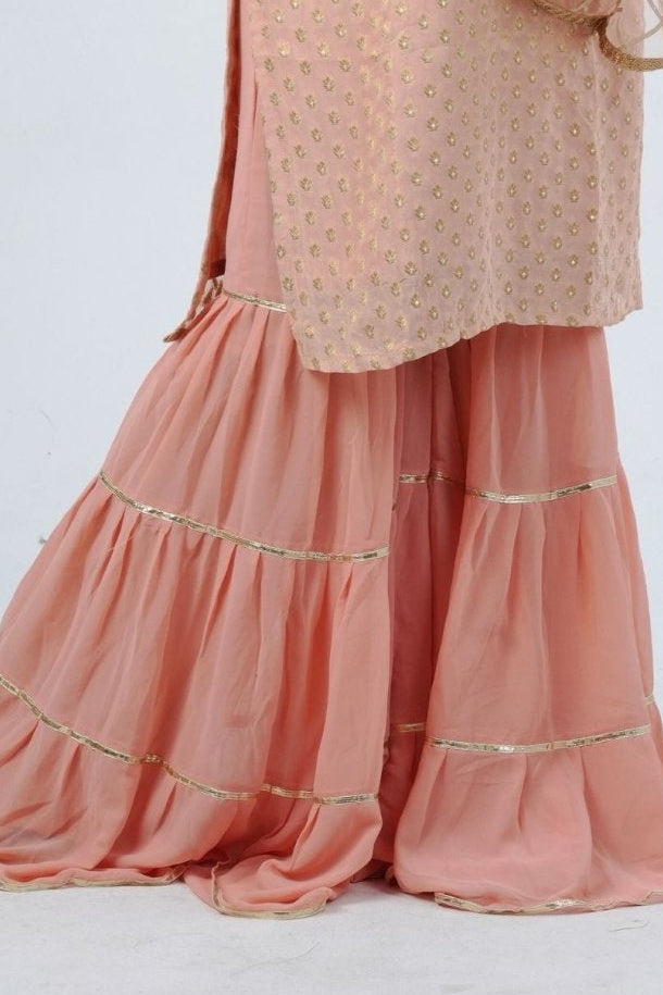 Exquisite Jaguard Sharara Suit - Elegant Embroidery, Sequins & Stone Work KURTI JCS Fashions