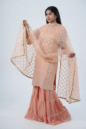 Exquisite Jaguard Sharara Suit - Elegant Embroidery, Sequins & Stone Work