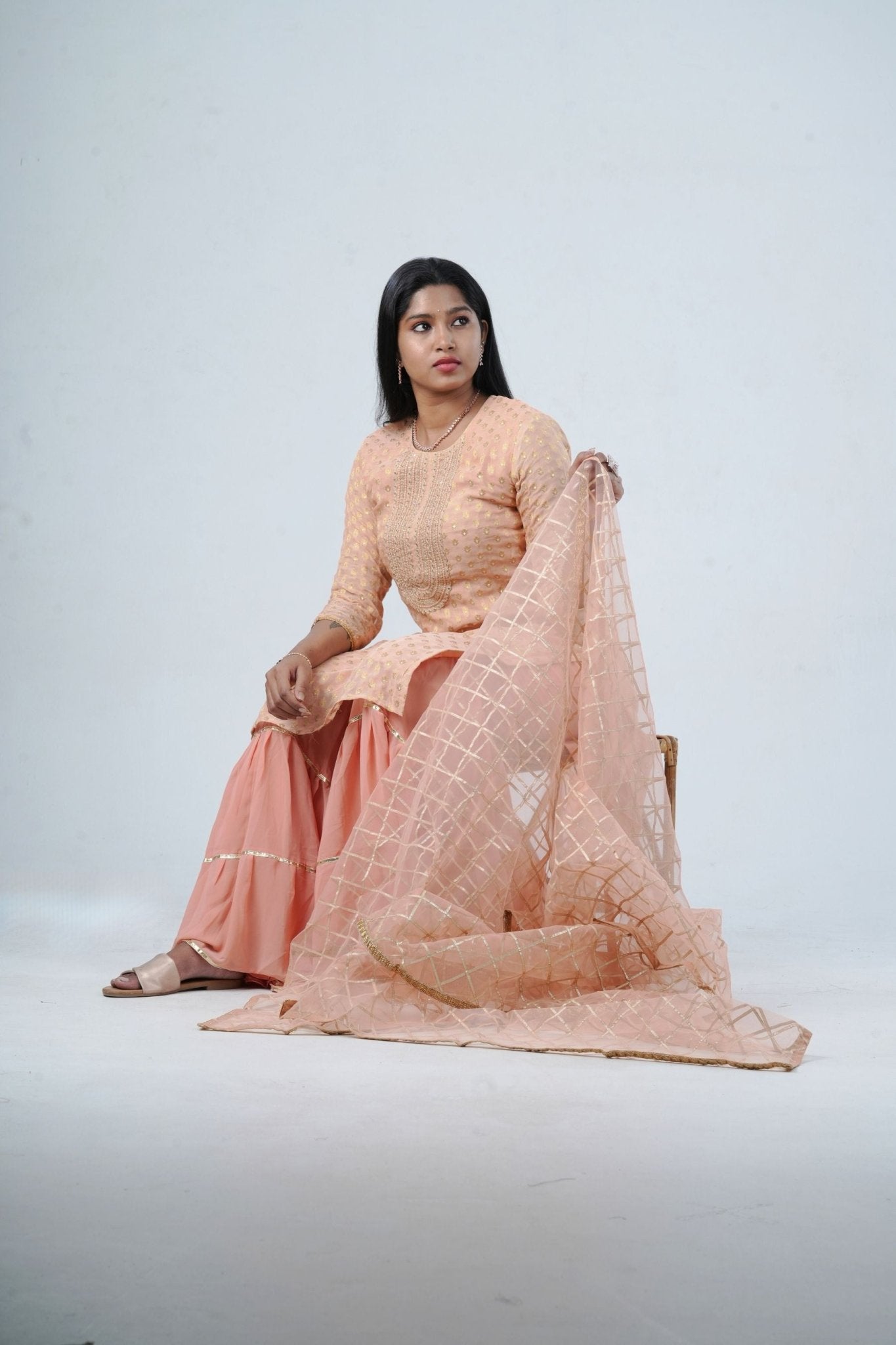 Exquisite Jaguard Sharara Suit - Elegant Embroidery, Sequins & Stone Work KURTI JCS Fashions