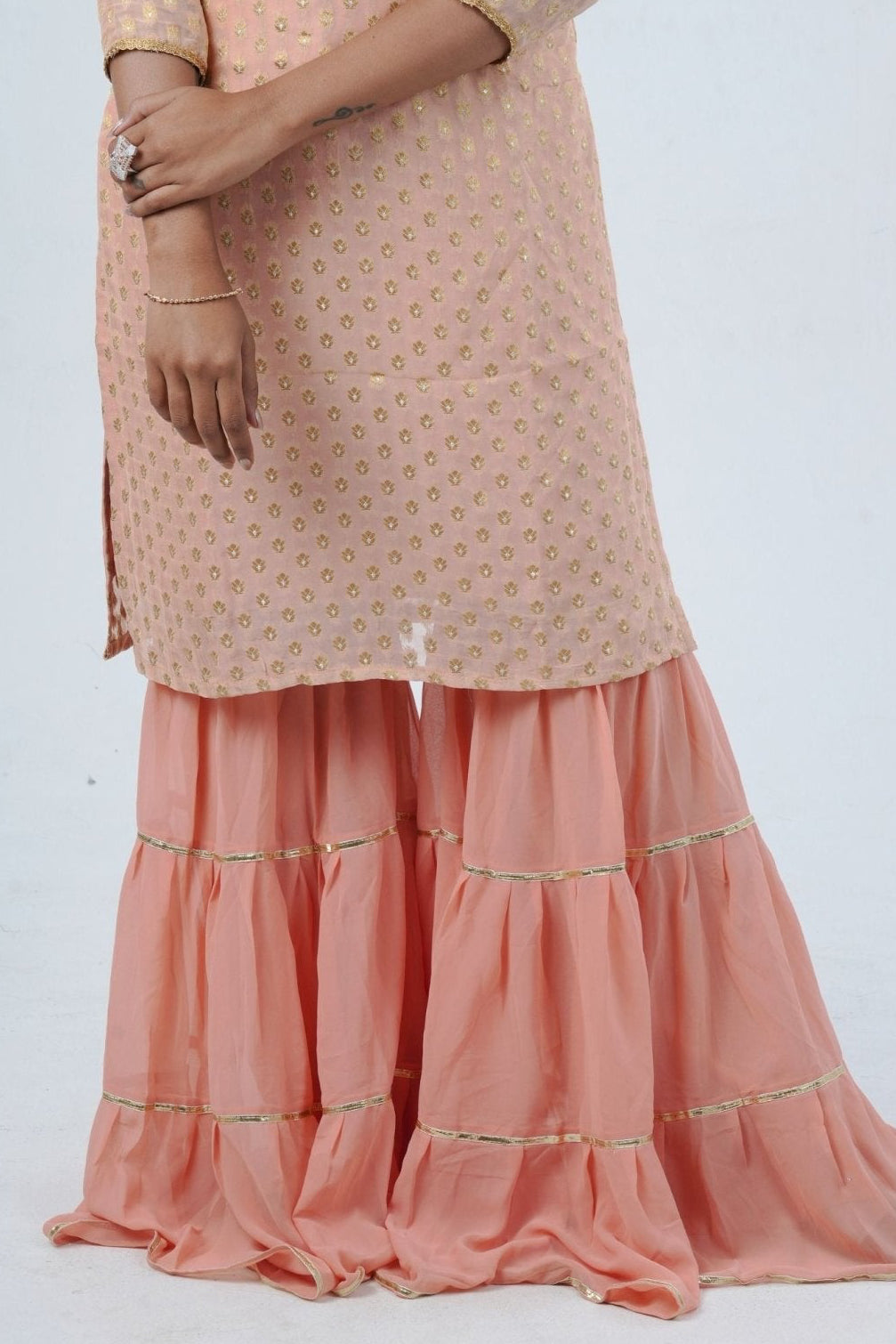 Exquisite Jaguard Sharara Suit - Elegant Embroidery, Sequins & Stone Work KURTI JCS Fashions