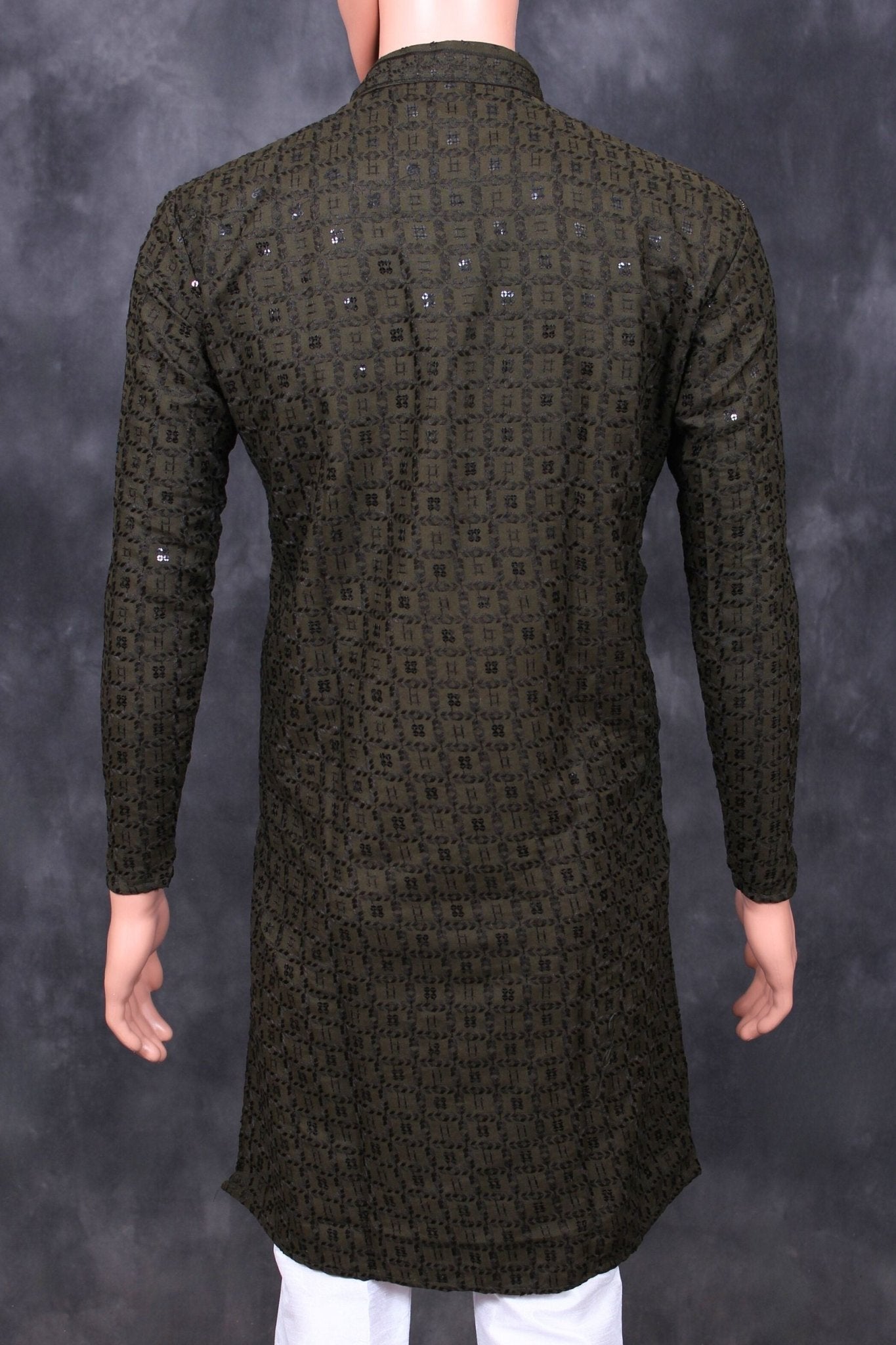 Exquisite Men's Lakhnavi Kurta with Detailed Resham Work - JCSFashions Men JCS Fashions