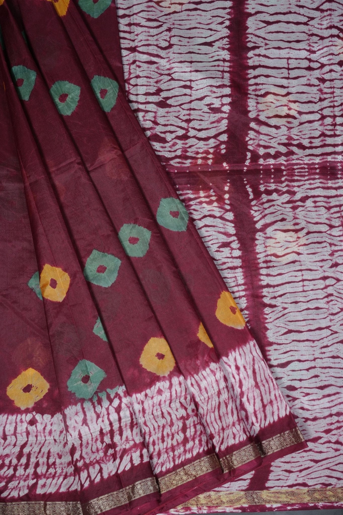 Exquisite RAW SILK SHIBORI Sarees: Real Bandini and Zari Border SAREE JCS Fashions