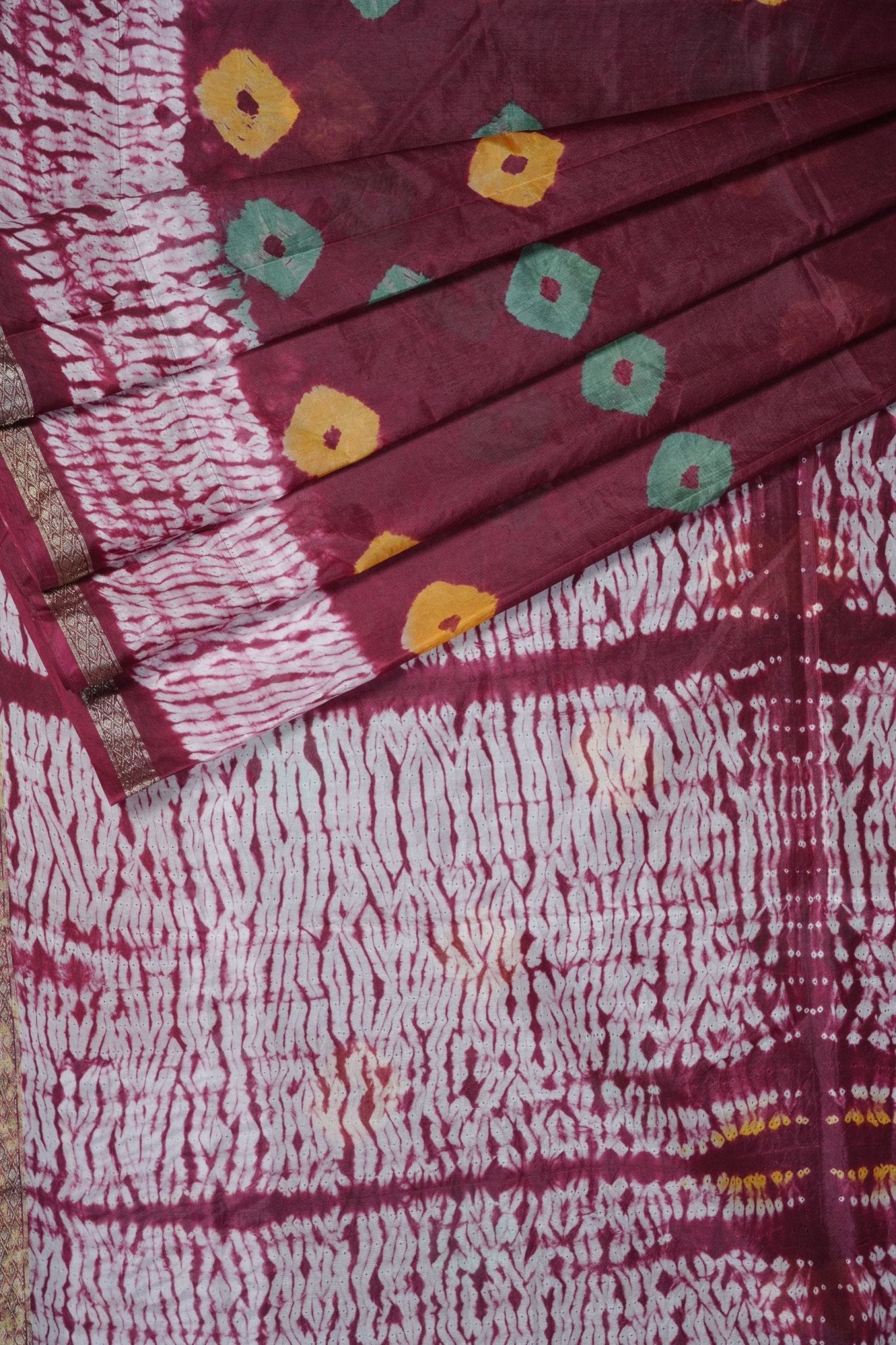 Exquisite RAW SILK SHIBORI Sarees: Real Bandini and Zari Border SAREE JCS Fashions