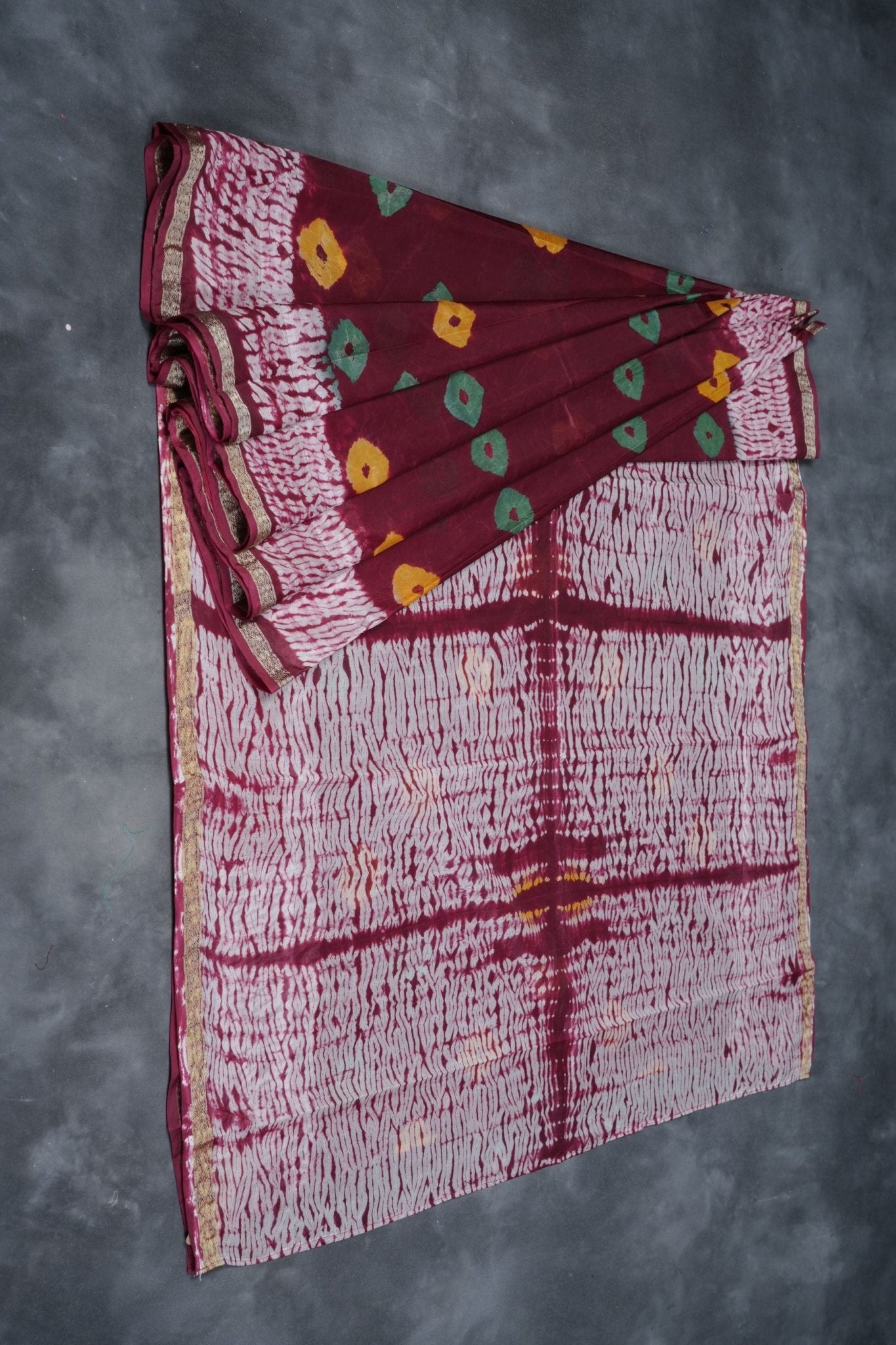 Exquisite RAW SILK SHIBORI Sarees: Real Bandini and Zari Border SAREE JCS Fashions